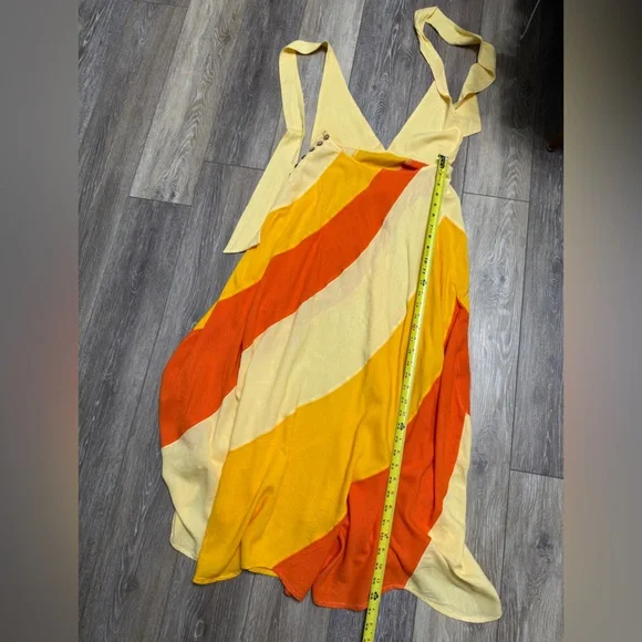 #13)  Free People Yellow and Orange Open Back Maxi Dress - Picture 5 of 6